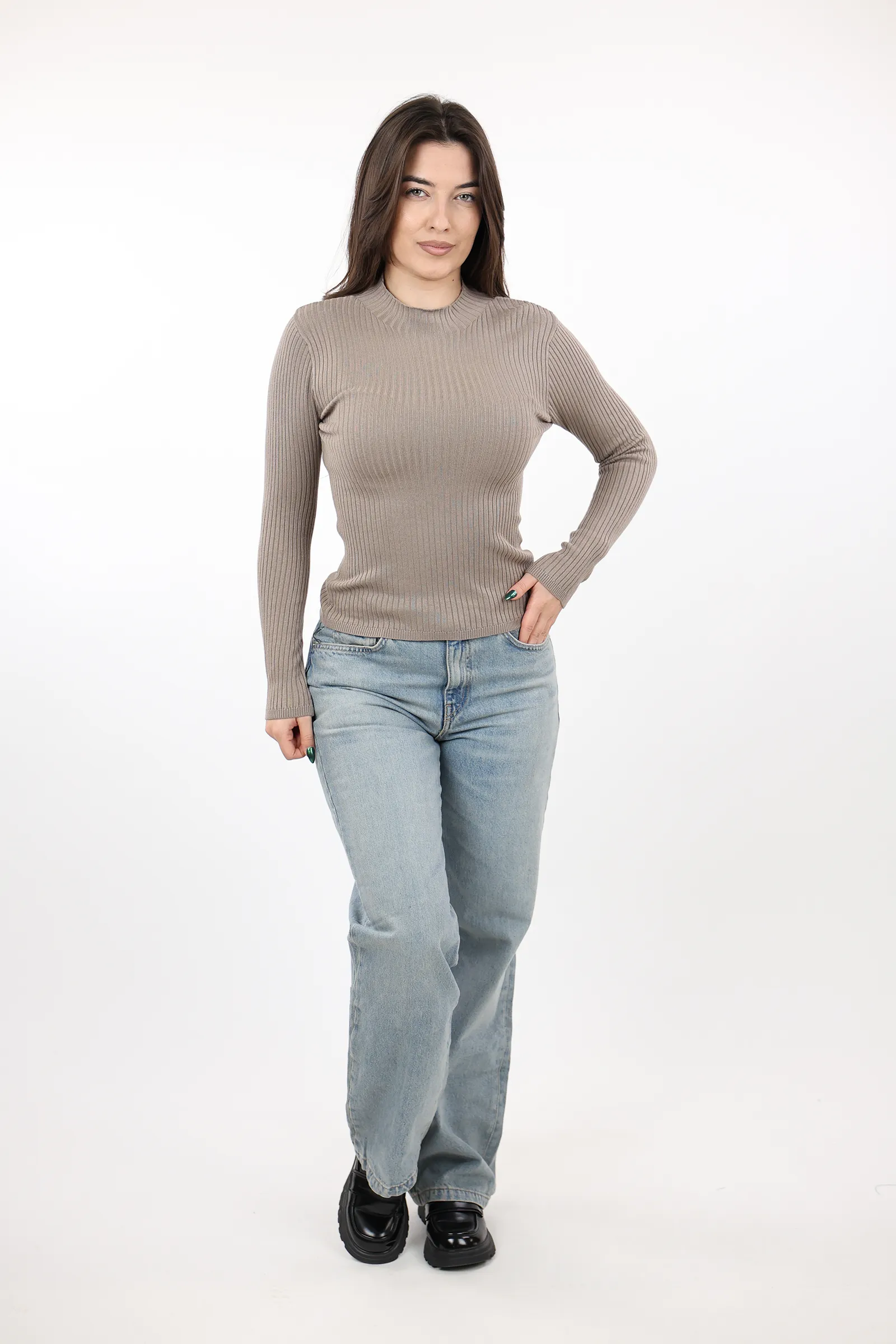 Gjysem rrollke slim fit taupe - Image 5
