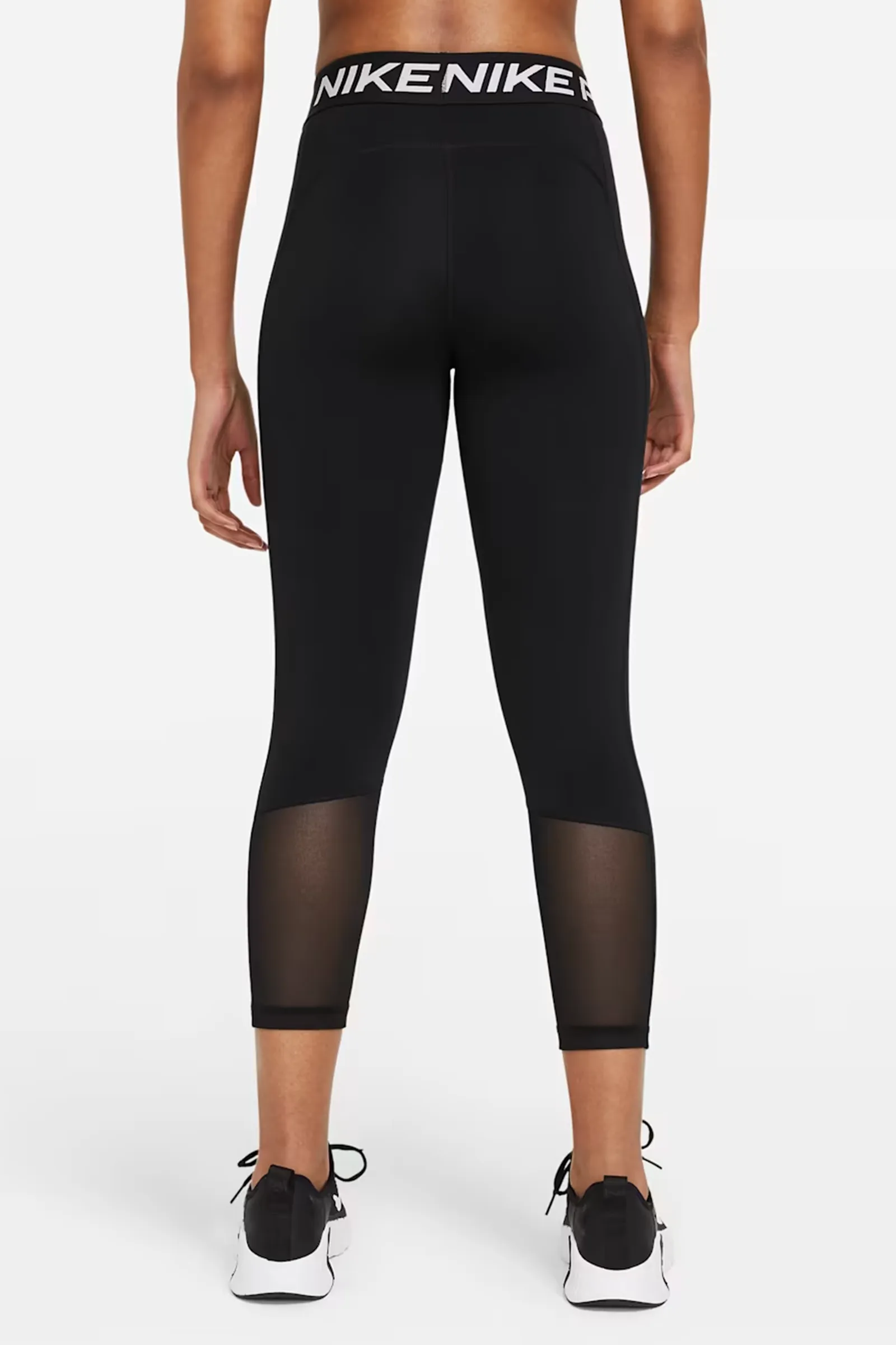 HELLANKE Nike Pro Women's Mid-Rise Crop Mesh-Panel Leggings - Image 2