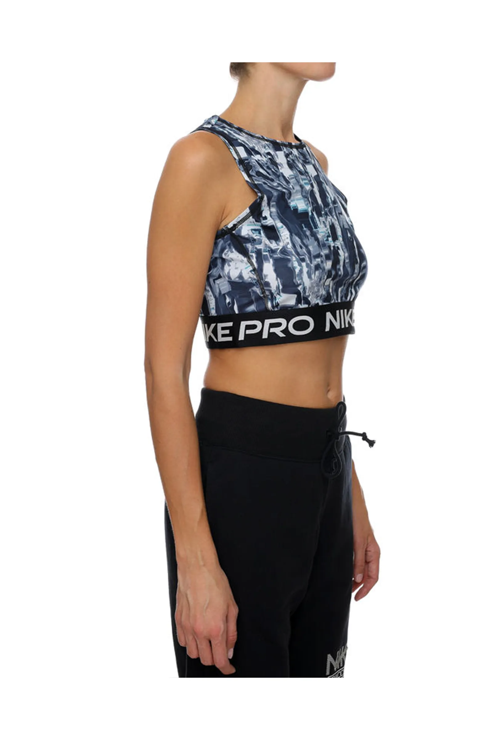 MAICË NEW Nike Pro Dri-Fit All-Over Print Cropped Halter Tank Top DQ5566-010 Womens M - Image 4