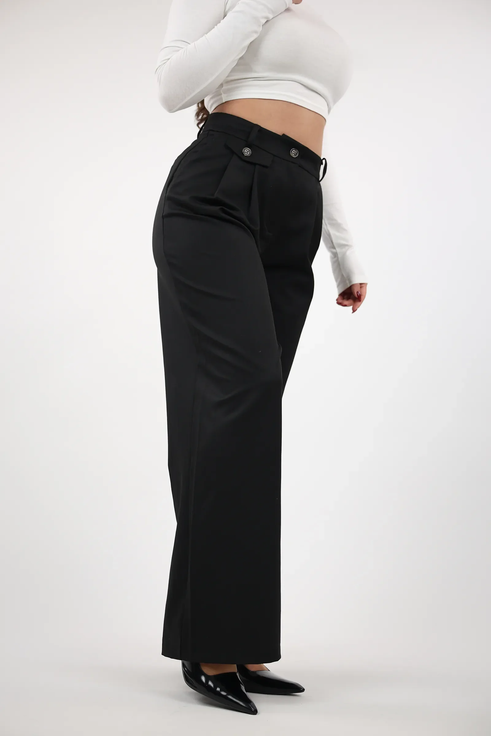 Pantallona pleated wide-leg - Image 3