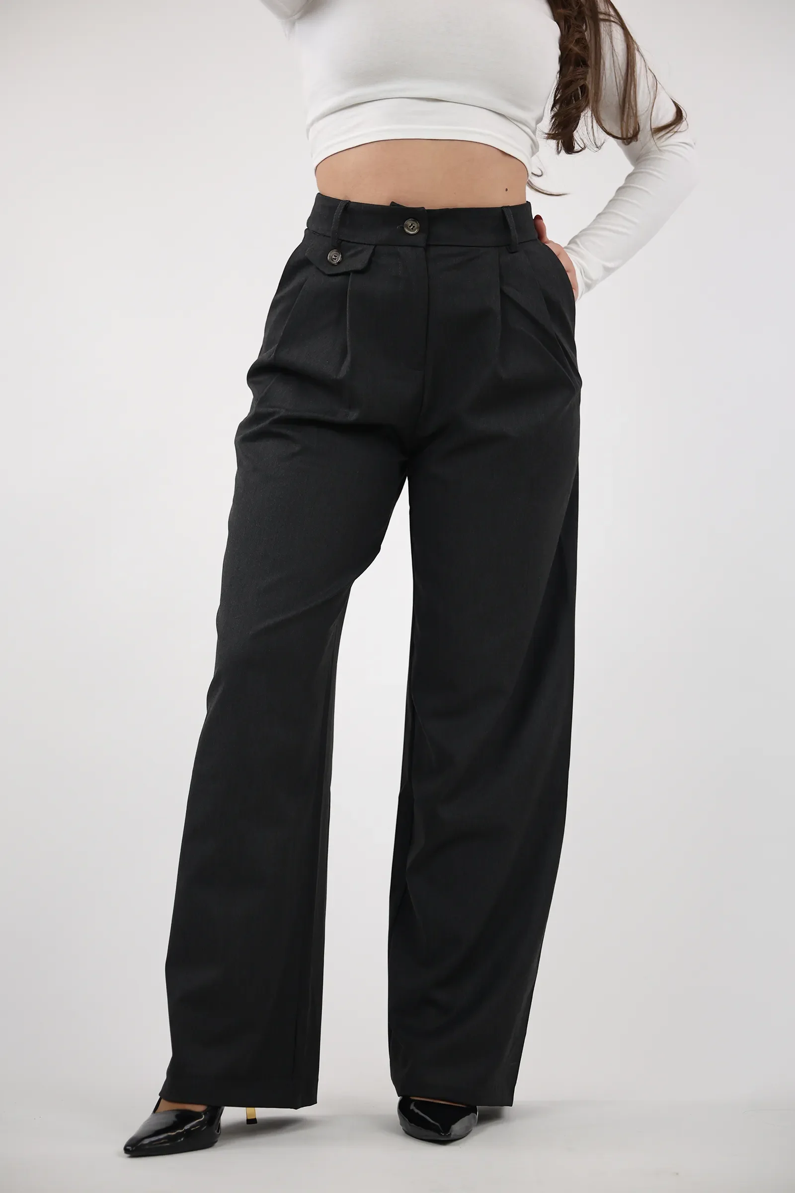 Pantallona pleated wide-leg - Image 8