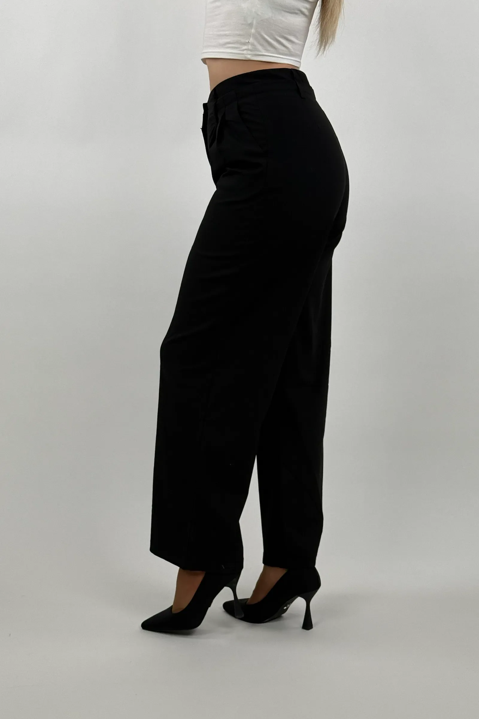 Pantallona classic black flowy - Image 3
